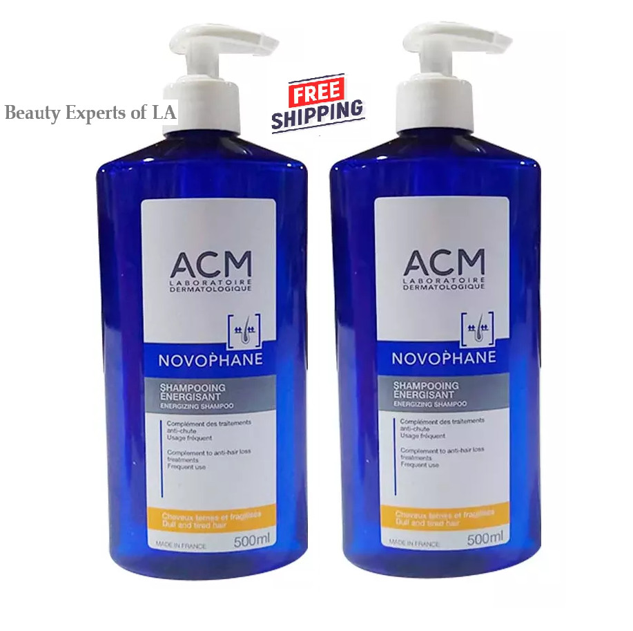2 x ACM Novophane Energizing Shampoo Anti Hair Loss Treatment 500ml Exp 08/2029