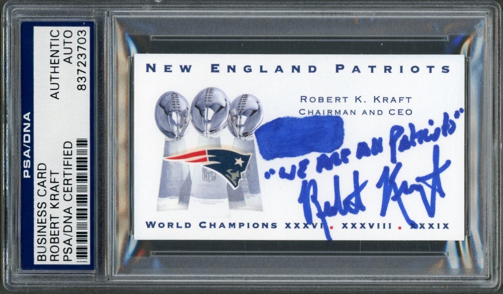 Robert Kraft SIGNED Business Card Inscribed CEO Owner Patriots Auto PSA Robert Kraft SIGNED Business Card Inscribed CEO Owner Patriots Auto PSA