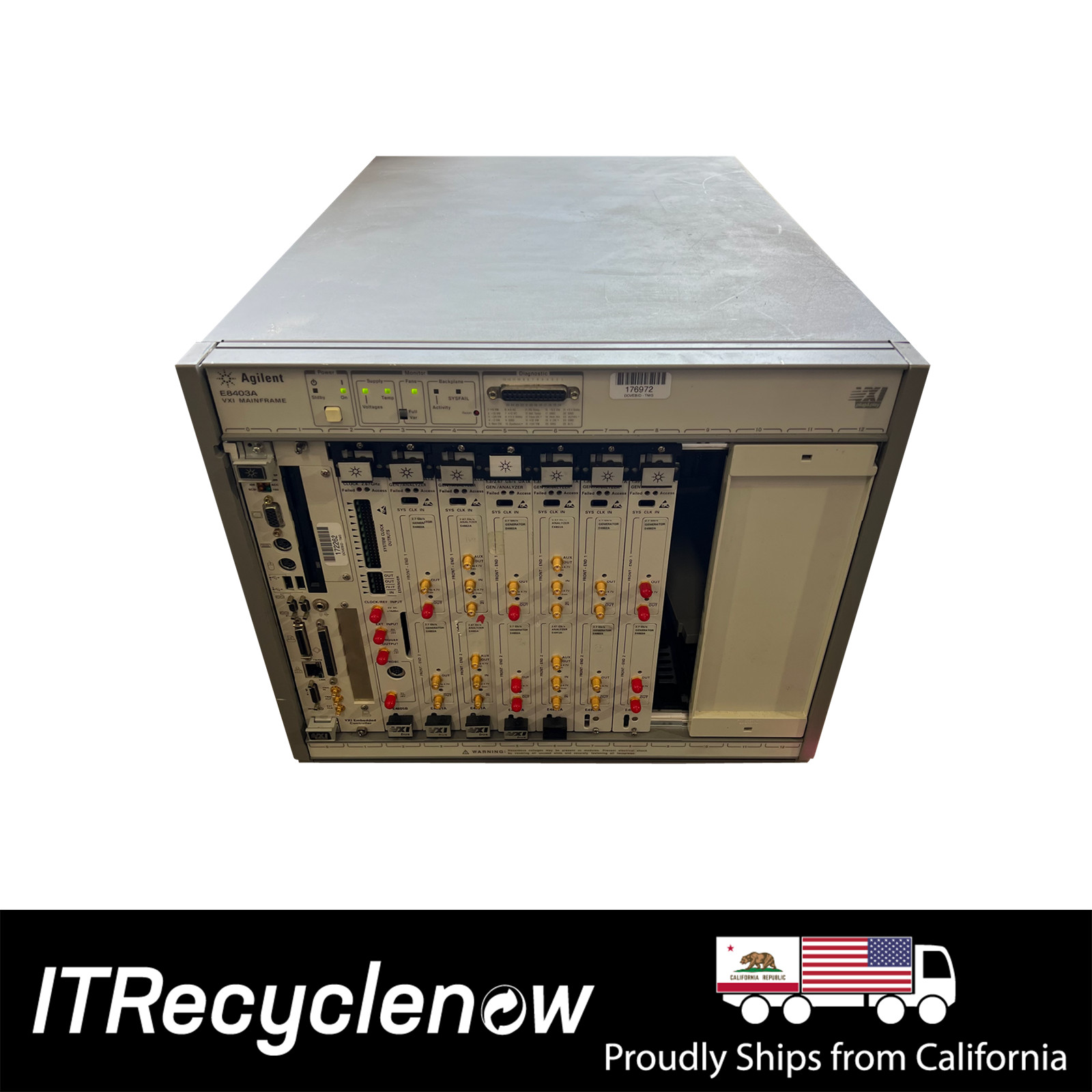 Agilent Keysight E8403A VXI Mainframe + E4805B Clock + 6x E4861A ParBERT Modules Agilent Keysight E8403A VXI Mainframe + E4805B Clock + 6x E4861A ParBERT Modules