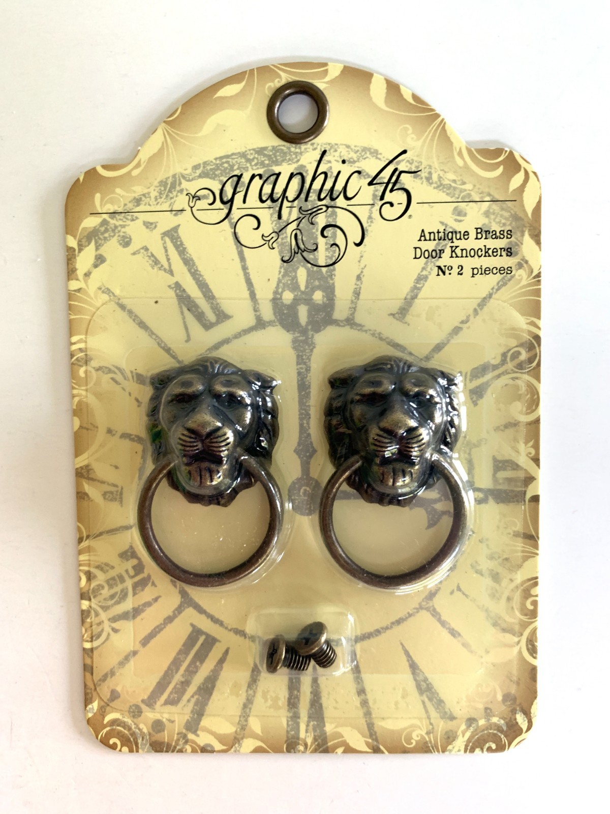 Graphic 45 ANTIQUE BRASS LION DOOR KNOCKERS 2 Pieces