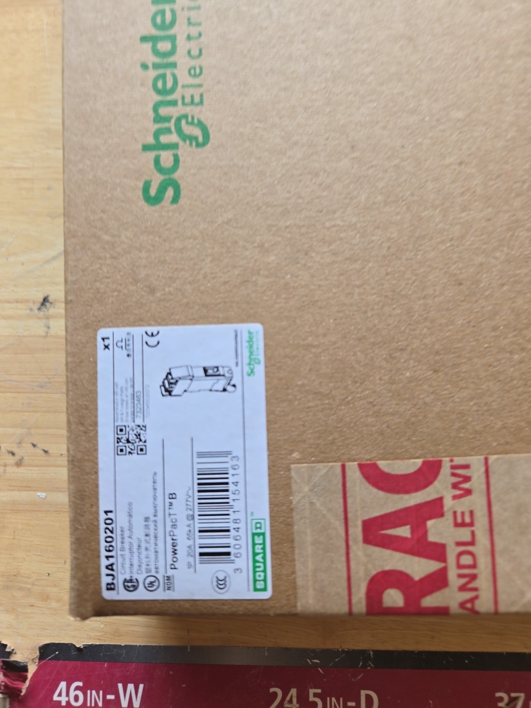 New Square D BJA160201 I-Line Circuit Breaker 20A 1P 277V Powerpact 20 Amp BJA