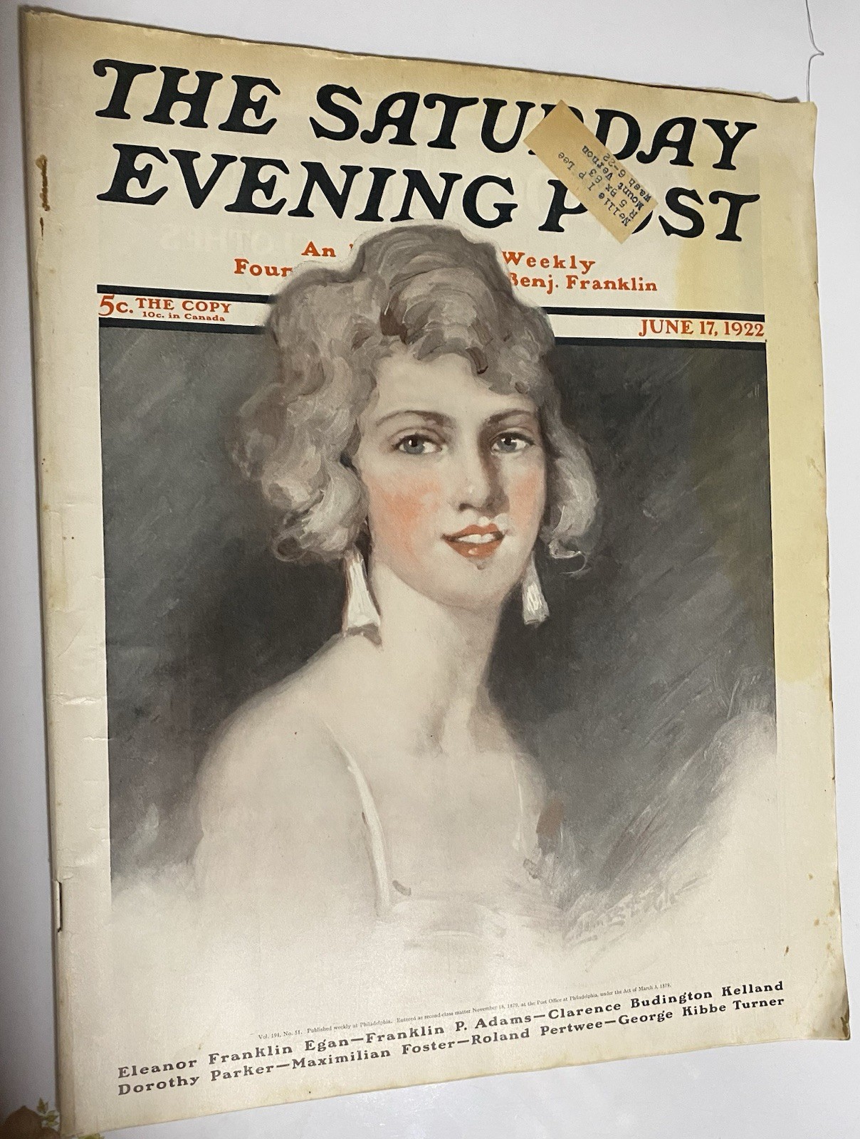Antique Saturday Evening Post June 17, 1922 Benjamin Franklin Weekly Art Deco Antique Saturday Evening Post June 17, 1922 Benjamin Franklin Weekly Art Deco