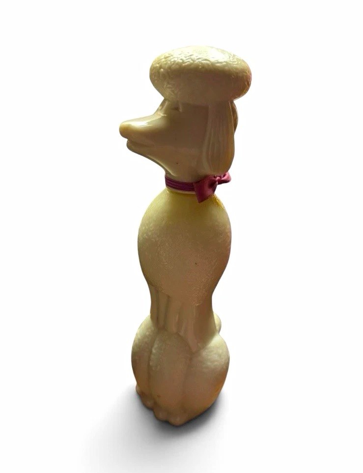 Vintage~1970s~Avon~”Suzette Poodle Milk Glass Bottle~Full of Foaming Bath Oil