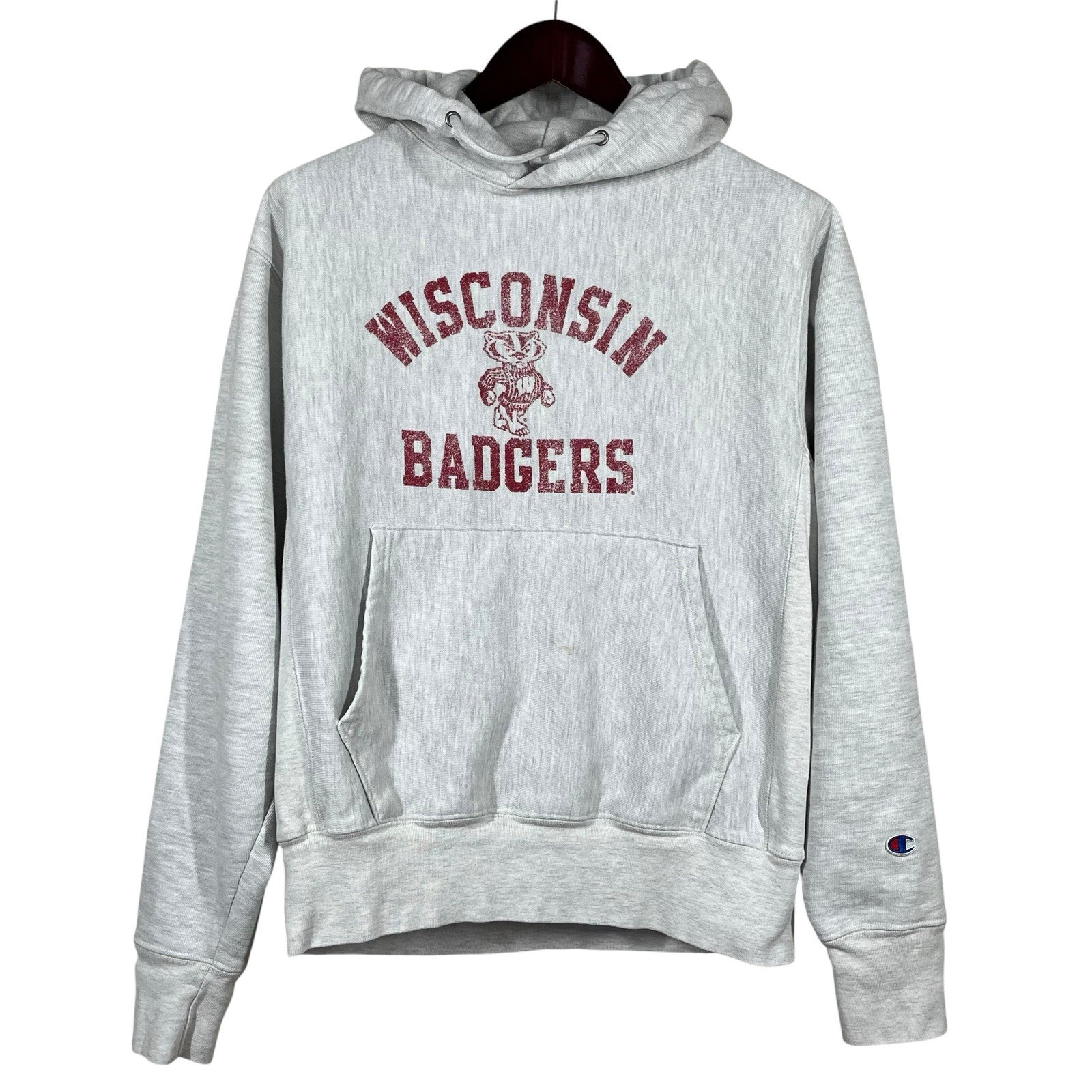 Champion Reverse Weave Mid-2000s Hoodie Mens M Gray Wisconsin Badgers Madison