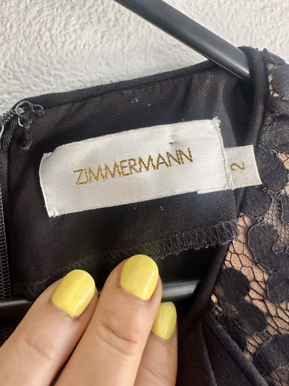 Zimmerman Black Embroidered Sleeved S2 Pre-Owned Midi Dress. Great Condition.
