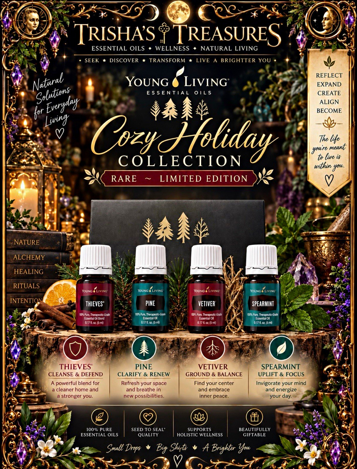 Young Living Oil Cozy Holiday Collection Thieves Pine Vetiver Spearmint Young Living Oil Cozy Holiday Collection Thieves Pine Vetiver Spearmint