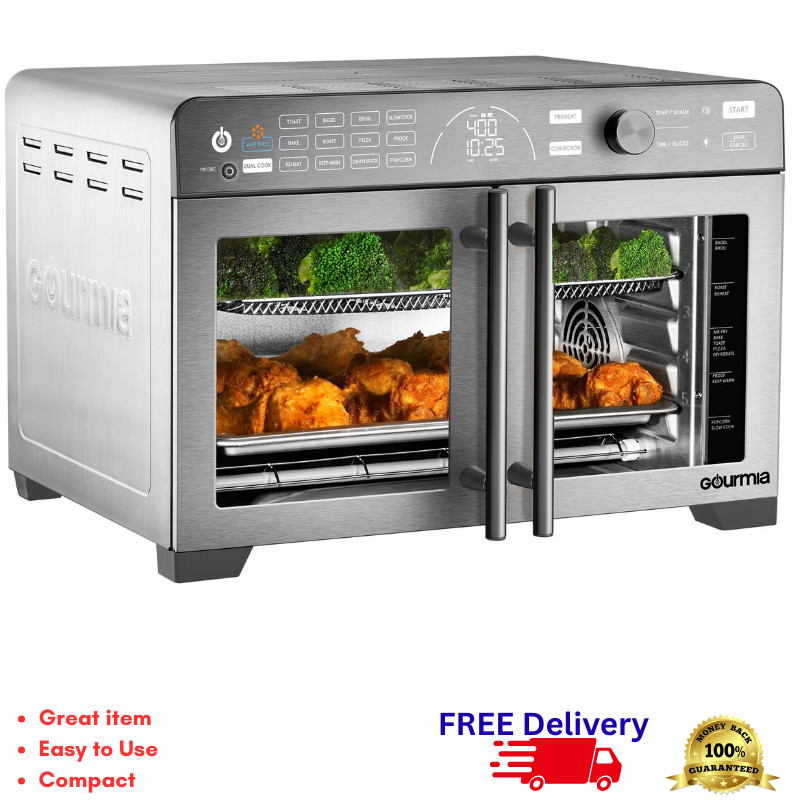 Gourmia XL French Door Air Fryer Countertop Convection Toaster Oven Probe New Gourmia XL French Door Air Fryer Countertop Convection Toaster Oven Probe New