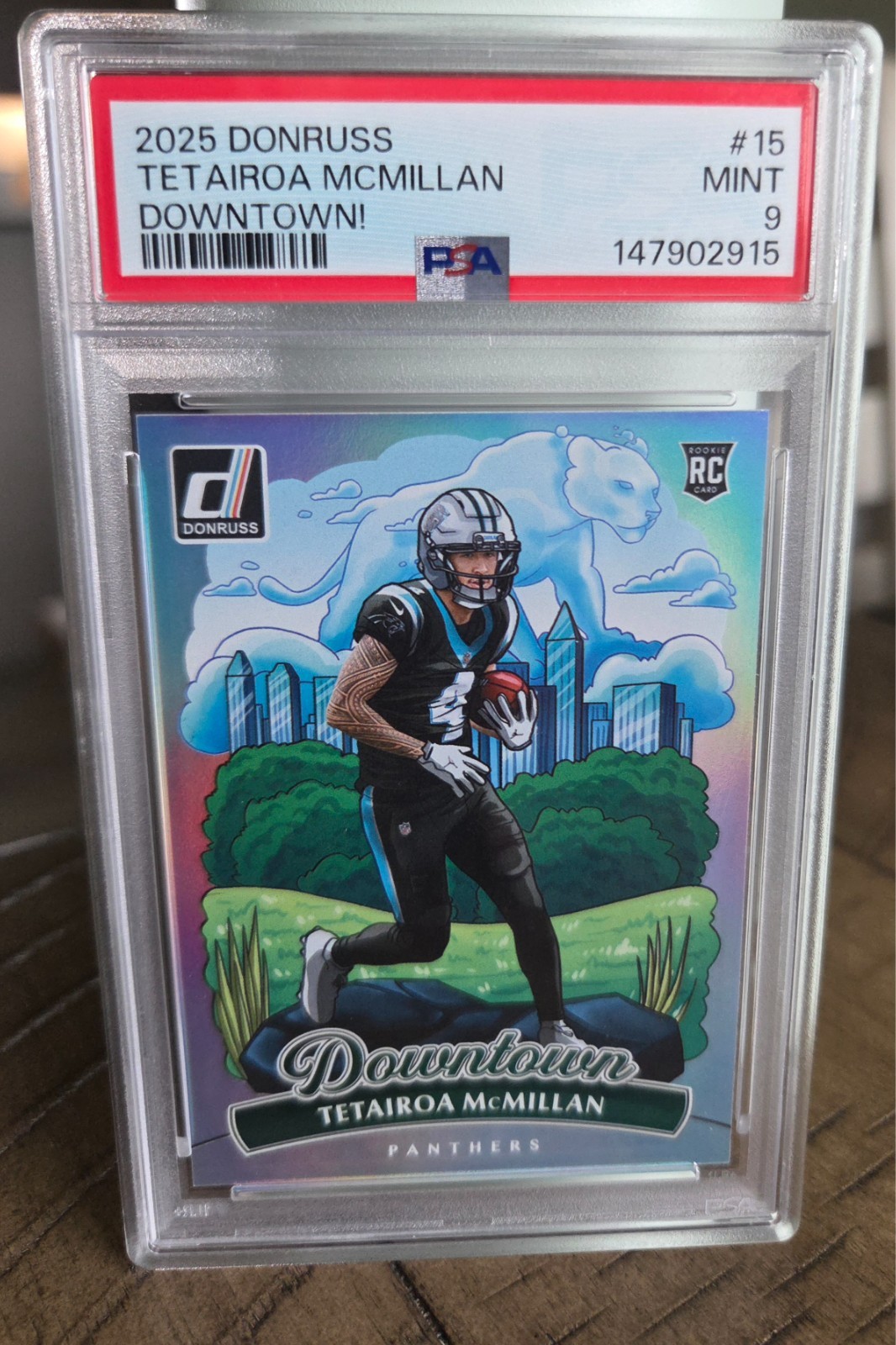 2025 Panini Donruss Downtown Tetairoa McMillan #15 Panthers RC PSA 9