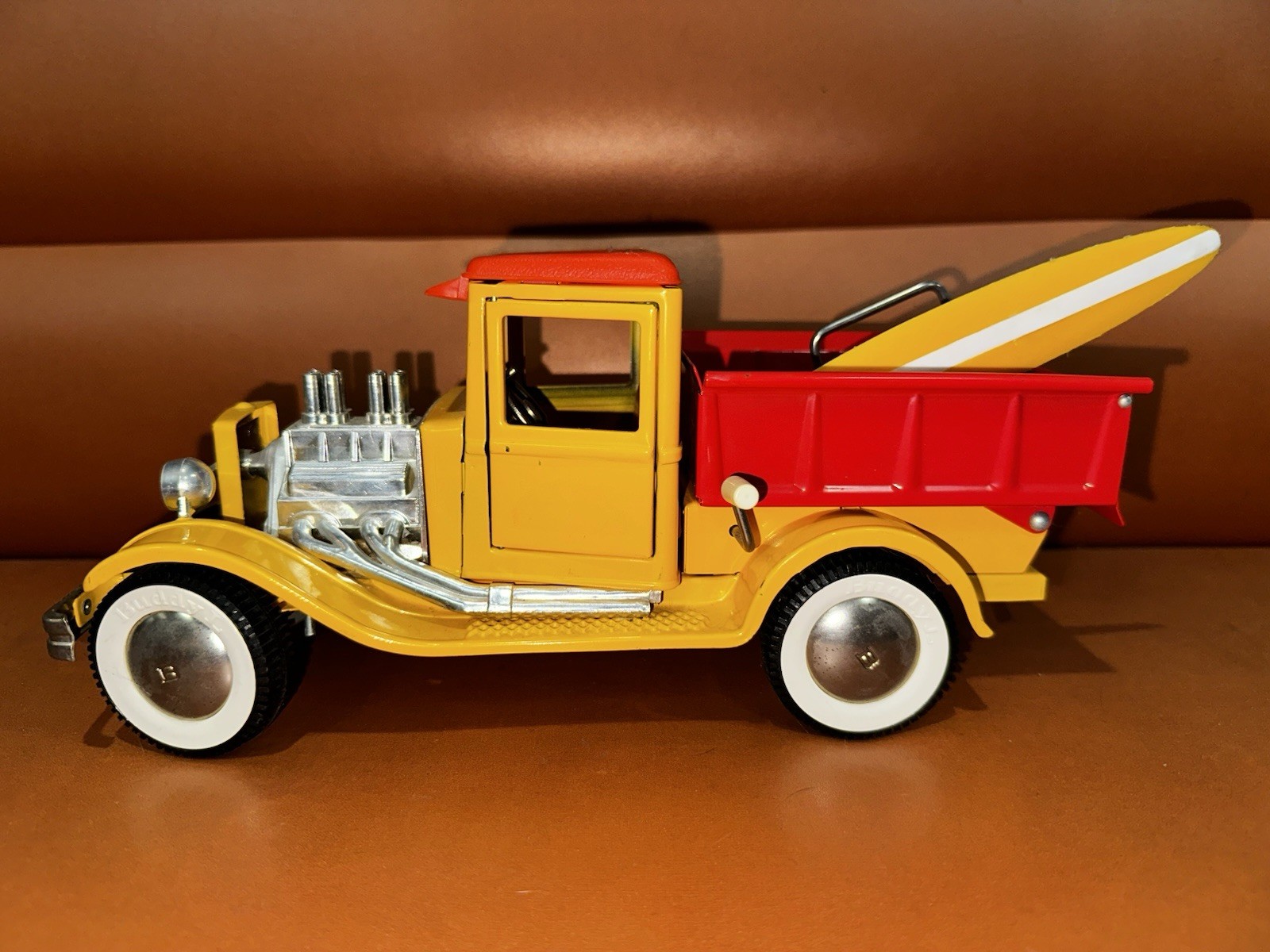 VINTAGE OL BUDDY L HOT ROD DUMP PICKUP TRUCK w 1 SURF BOARD Nice