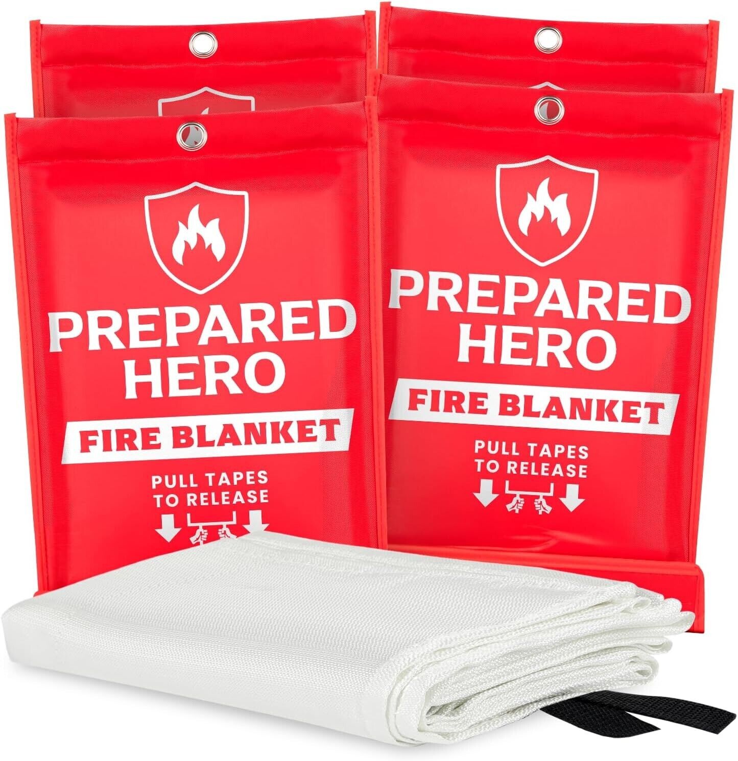 Prepared Hero Emergency Fire Blanket - 4 Pack - Fire Suppression Blanket for Kit