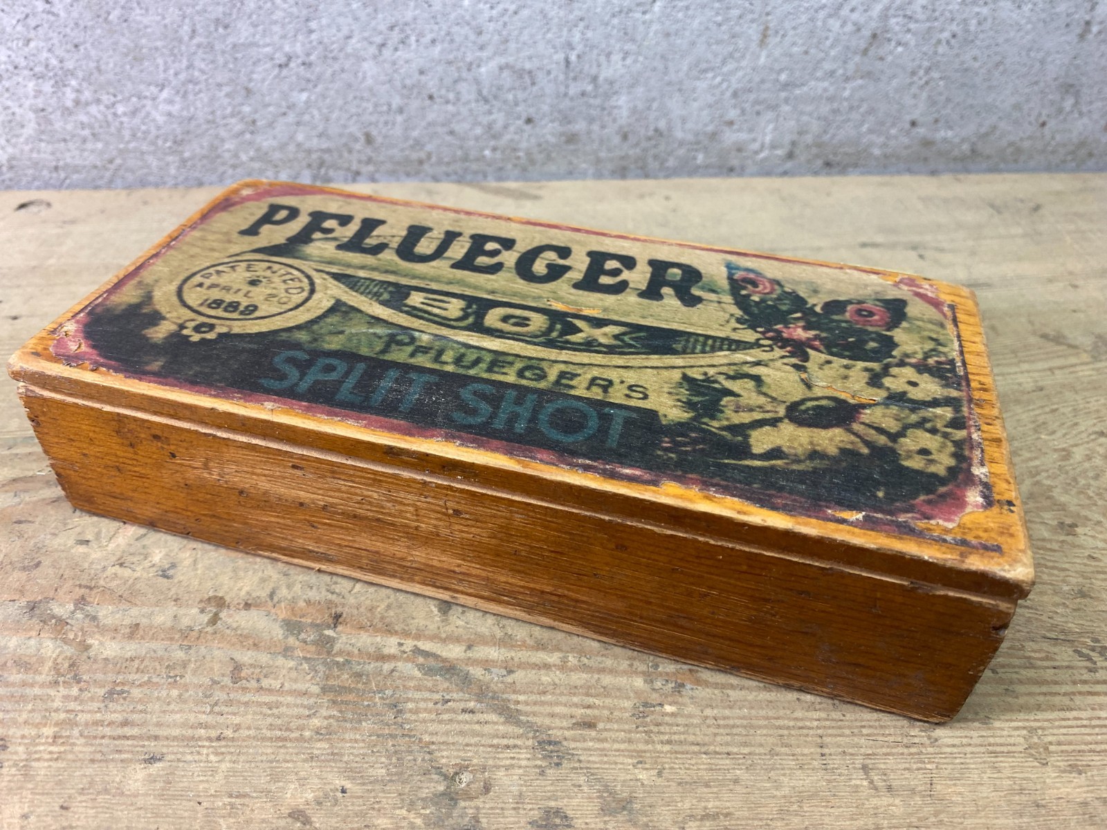Split Shot Fishing Lure Box Pflueger Wood Sinkers w/chart
