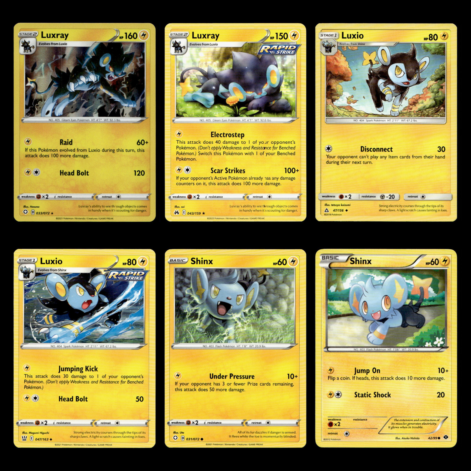 6x Luxray Lot Luxio Shinx 33 Sword Shield Shining Fates Pokemon Cards Collection