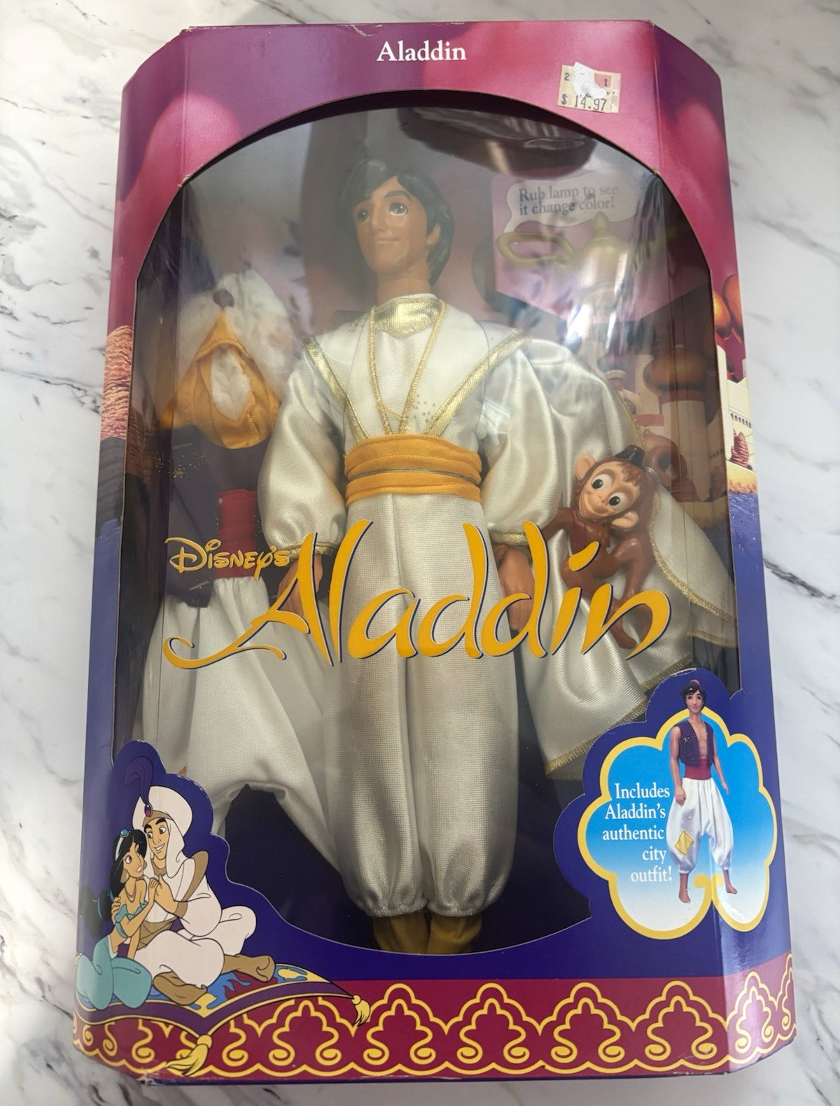 Vintage 1992 Mattel Disney Aladdin Doll Prince Ali Abu City Outfit New NIB