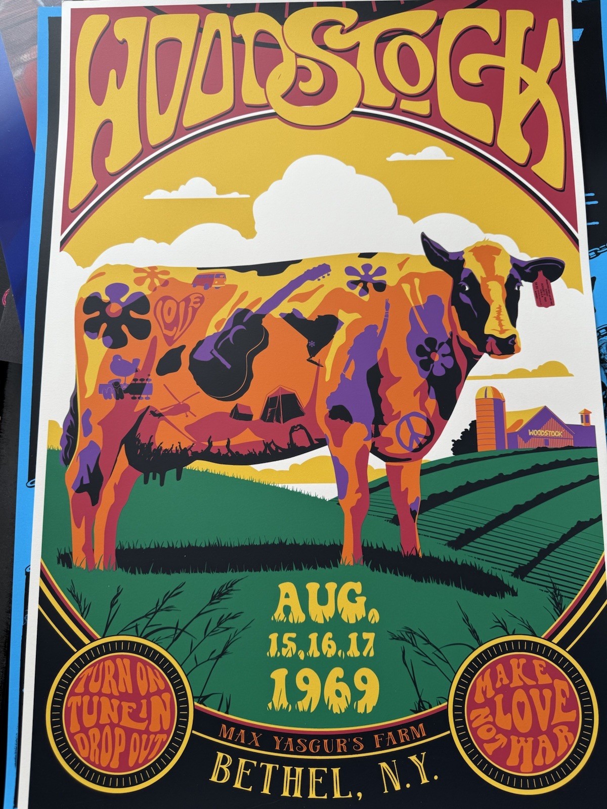 Woodstock Festival 1969 Concert Poster 24x16 Official merch The who Jimi Hendrix