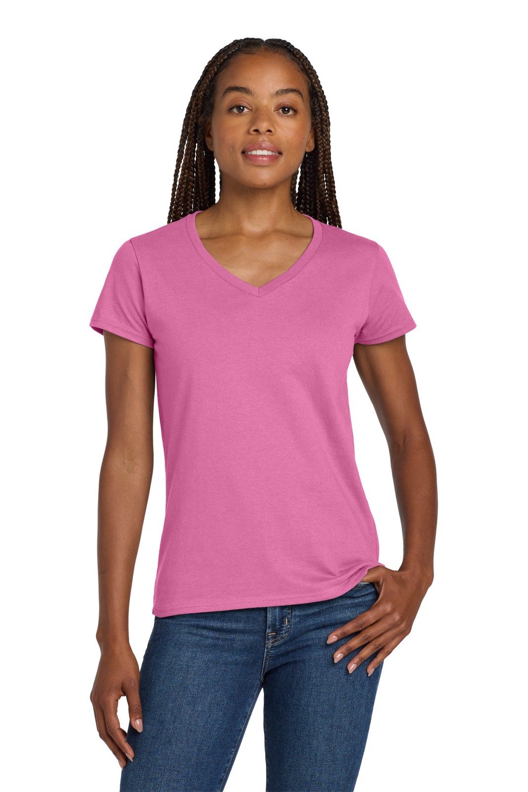 Gildan Women\'s Heavy Cotton 100% Cotton V-Neck T-Shirt 5V00L Gildan Women\'s Heavy Cotton 100% Cotton V-Neck T-Shirt 5V00L