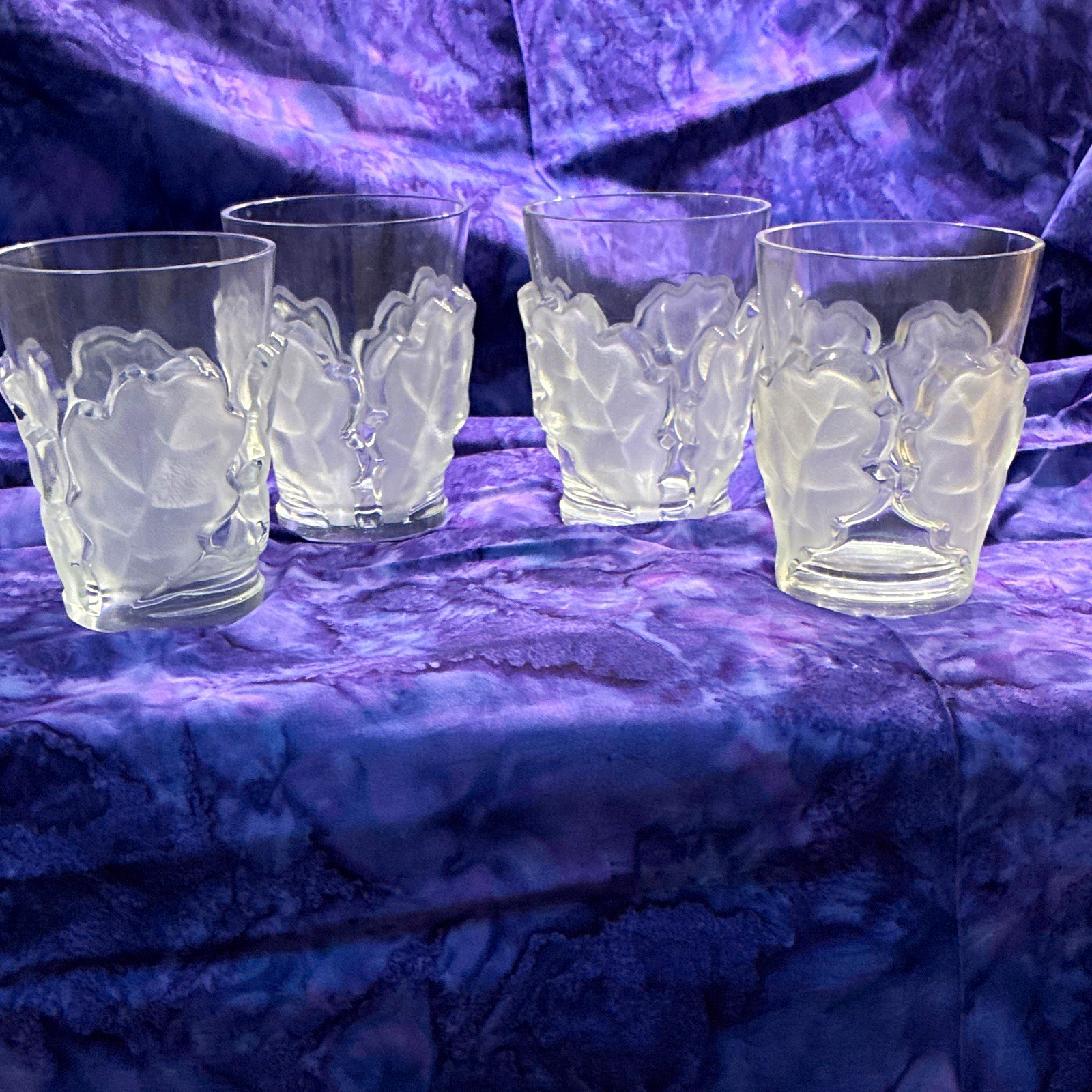 4 Lalique glasses Oak Leaf pattern 10/12 oz