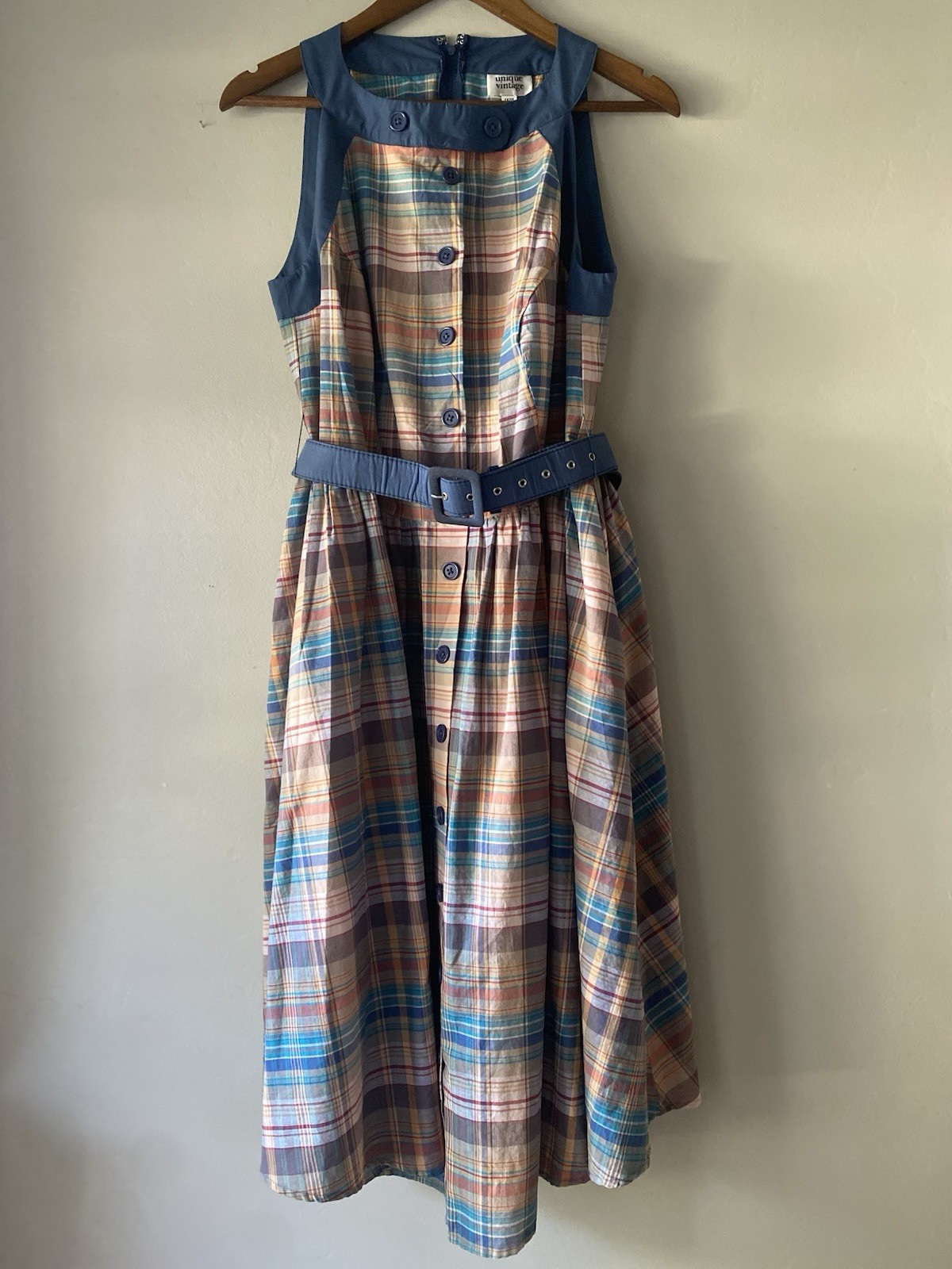 Unique Vintage Women’s Belted Plaid Dress, 50’s Retro, Rockabilly, Size 1x 16