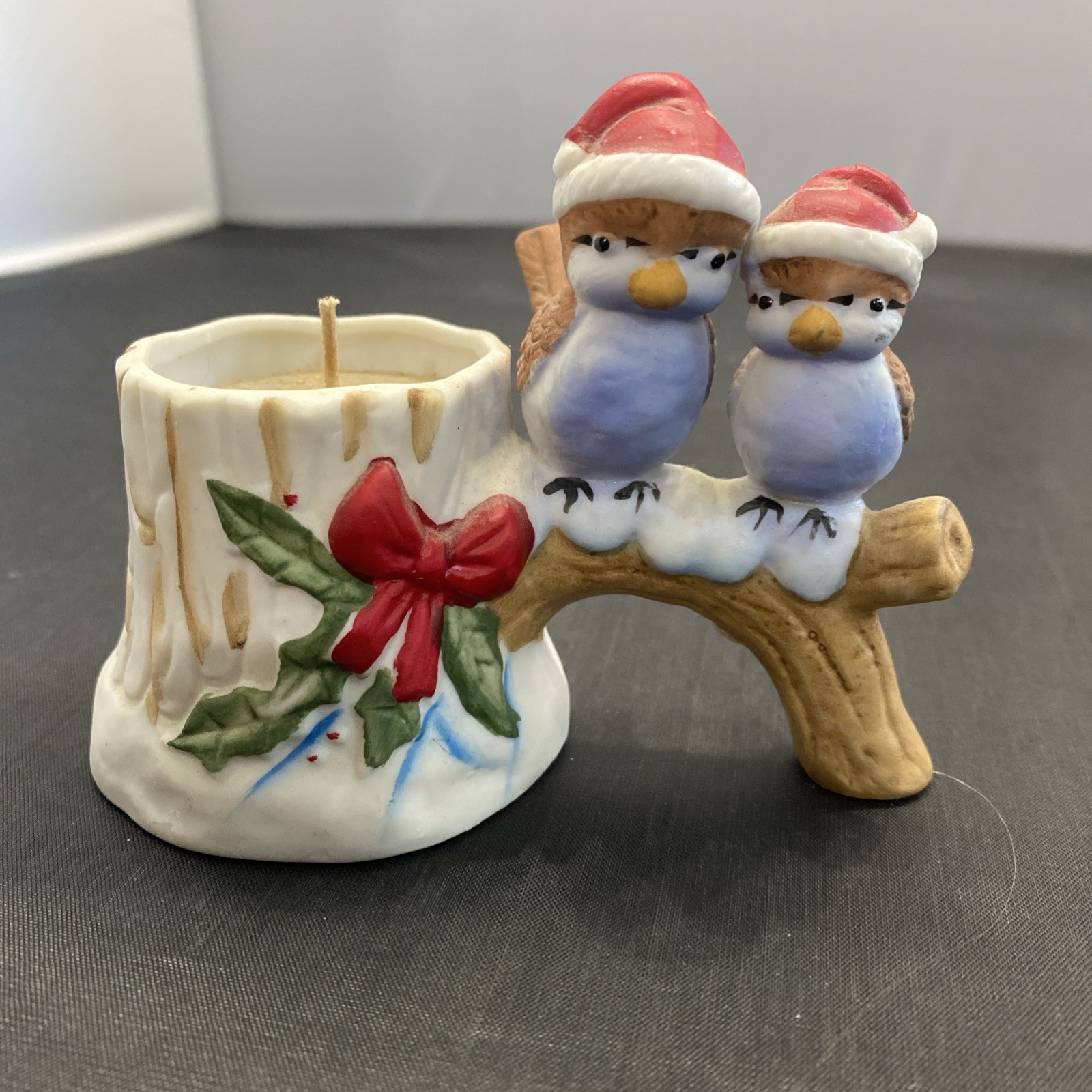 Vintage Lund’s Lites Ceramic Birds Christmas Candle Holder
