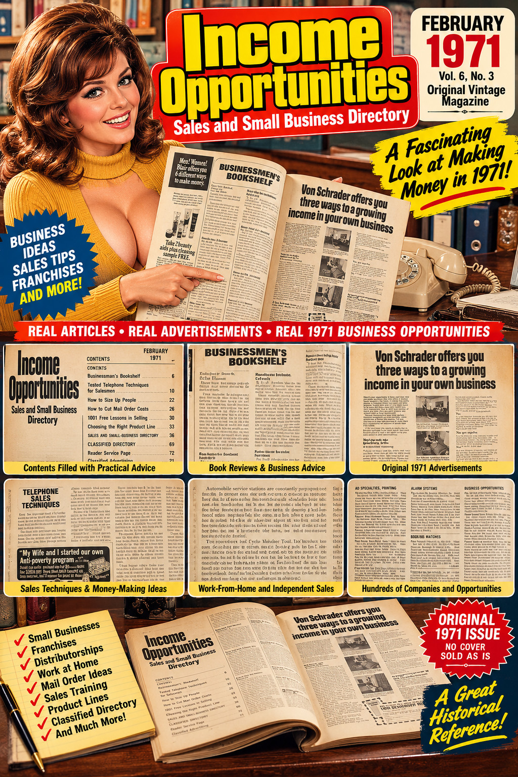 Vintage February 1971 Income Opportunities – Sales and Small Business Directory