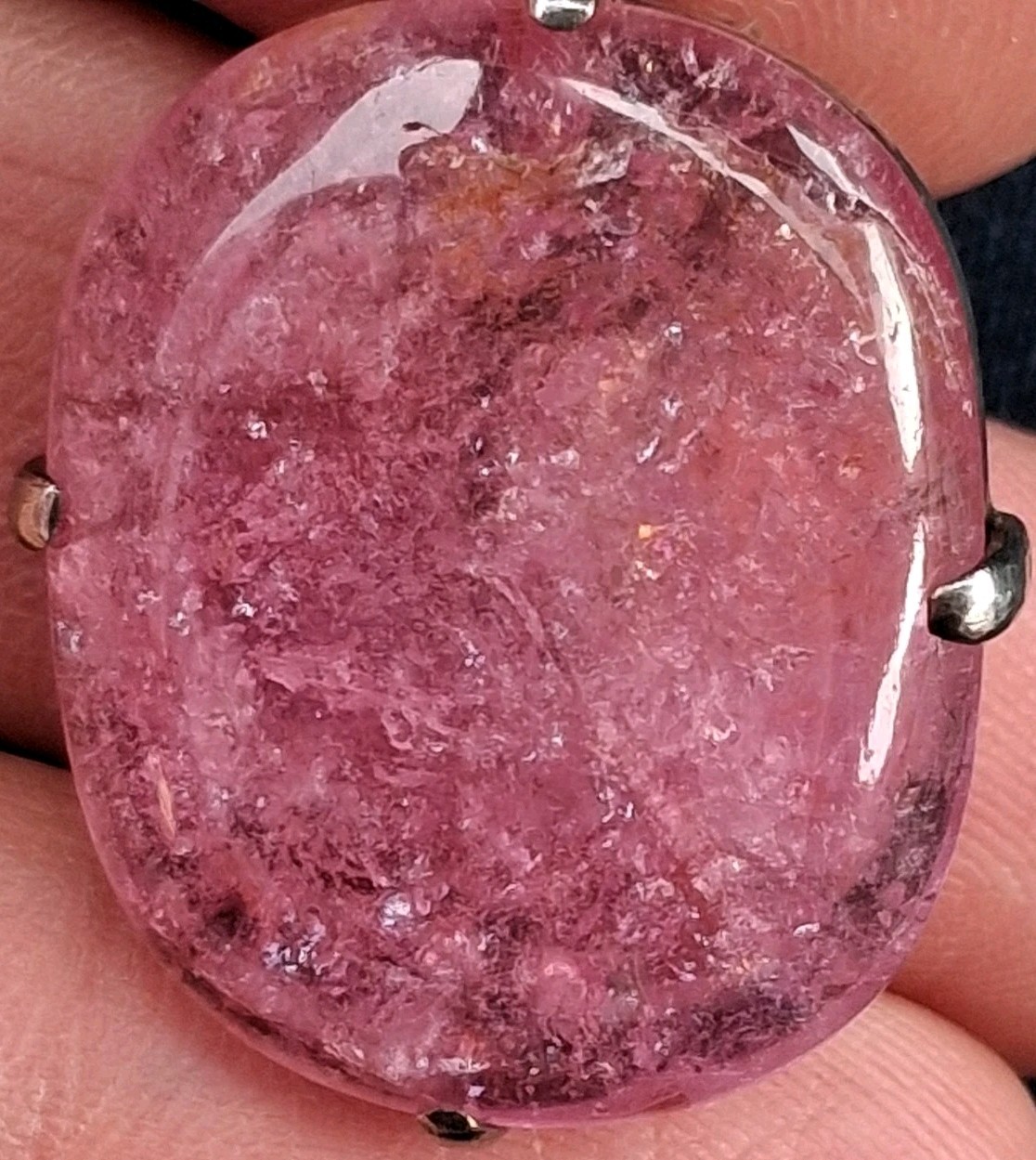 25mm X 21mm Pink Tourmaline QING? CHINESE Export Silver Clip Pin 25mm X 21mm Pink Tourmaline QING? CHINESE Export Silver Clip Pin