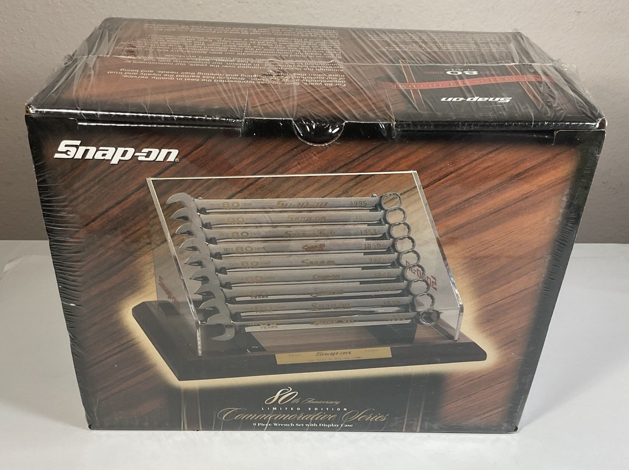 Snap On 80th Anniversary Commemorative 9pc Wrench Set NEW SEALED + Display Case Snap On 80th Anniversary Commemorative 9pc Wrench Set NEW SEALED + Display Case