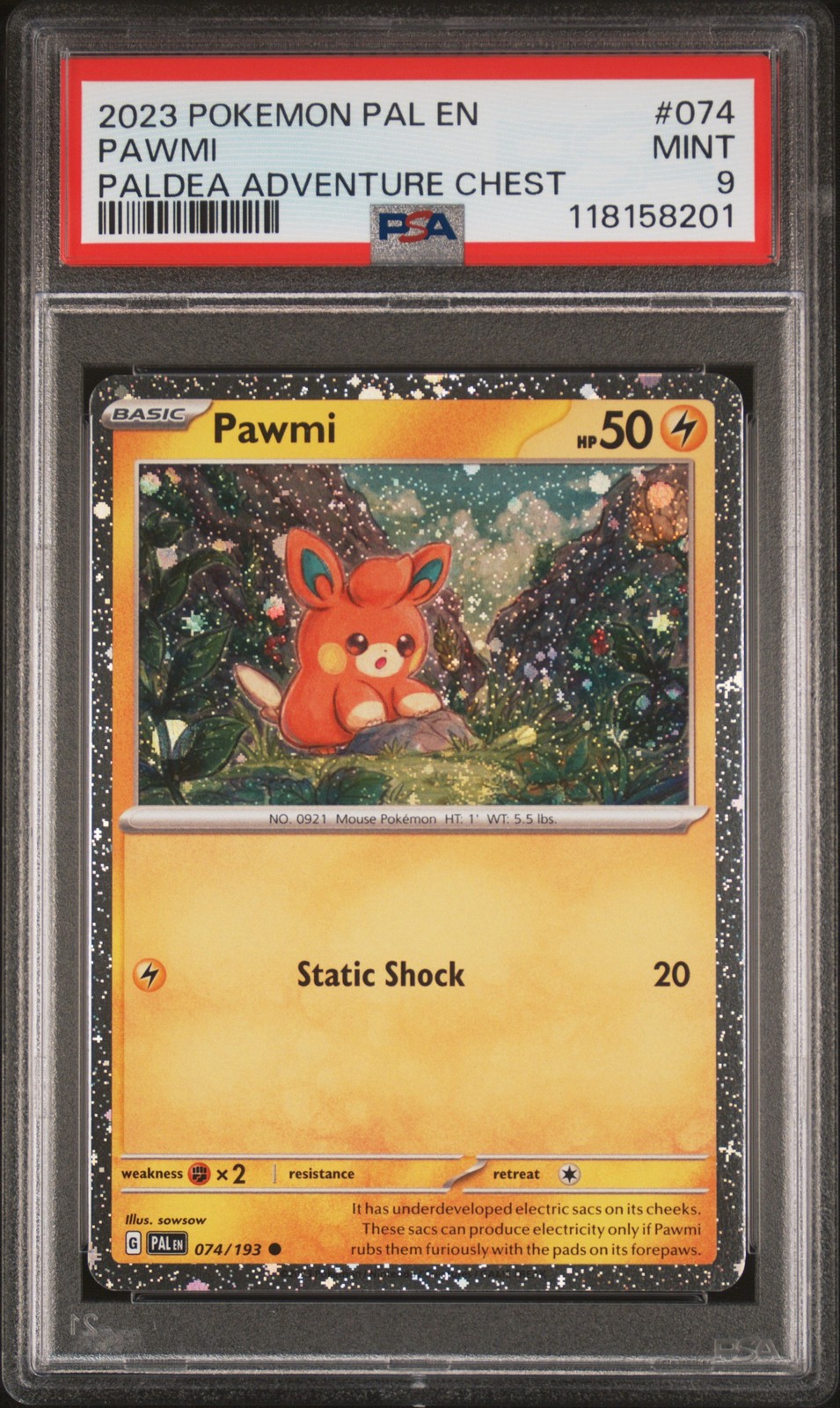 Pawmi 074/193 Paldea Adventure Chest Paldea Evolved Pokemon PSA 9