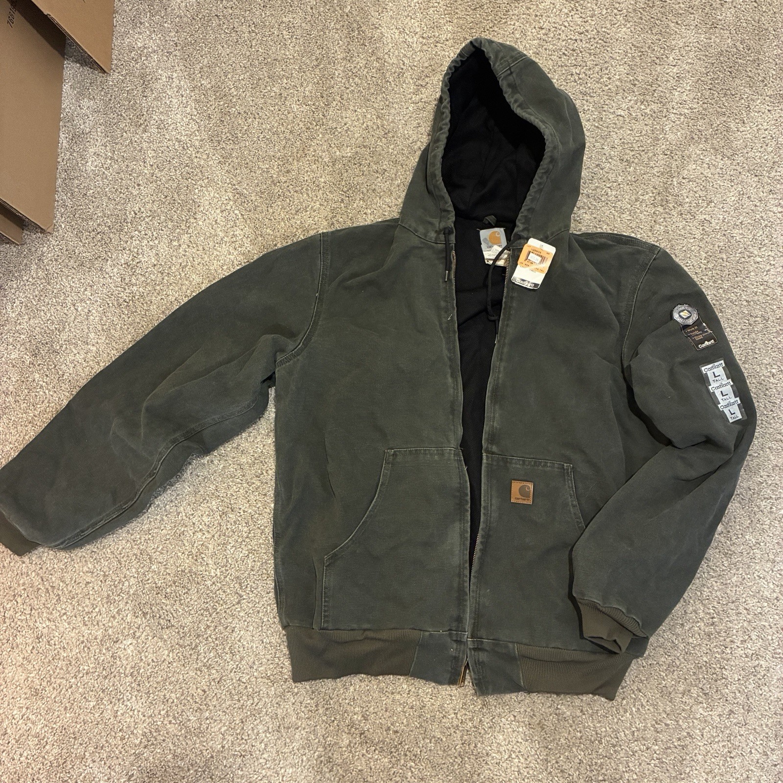Carhartt Active Jacket Thermal Lined Mens Large Dark Green Vintage NWT New Tags Carhartt Active Jacket Thermal Lined Mens Large Dark Green Vintage NWT New Tags