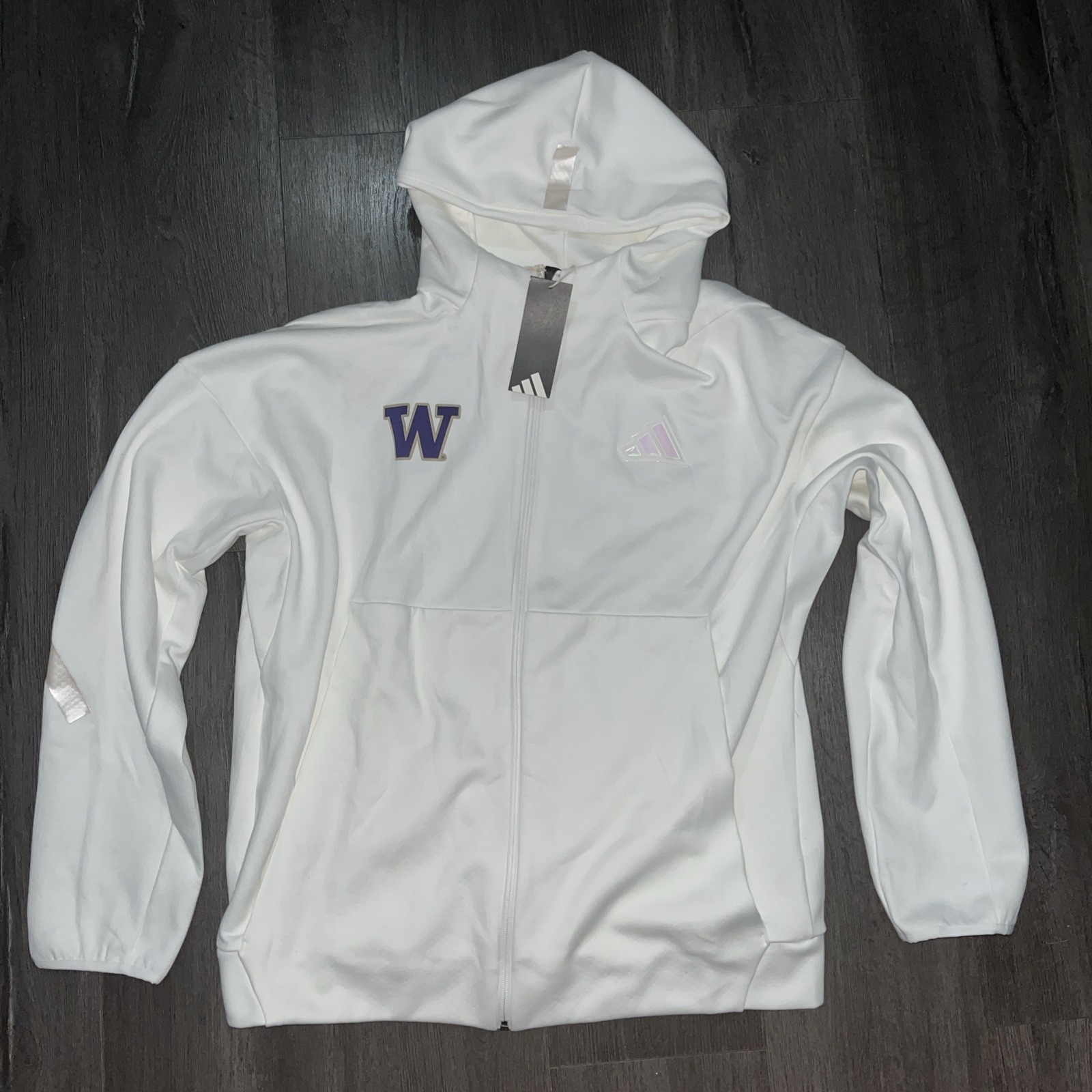 Adidas Mens Large Washington Huskies ZNE Hoodie NCAA Football Jacket White NEW Adidas Mens Large Washington Huskies ZNE Hoodie NCAA Football Jacket White NEW