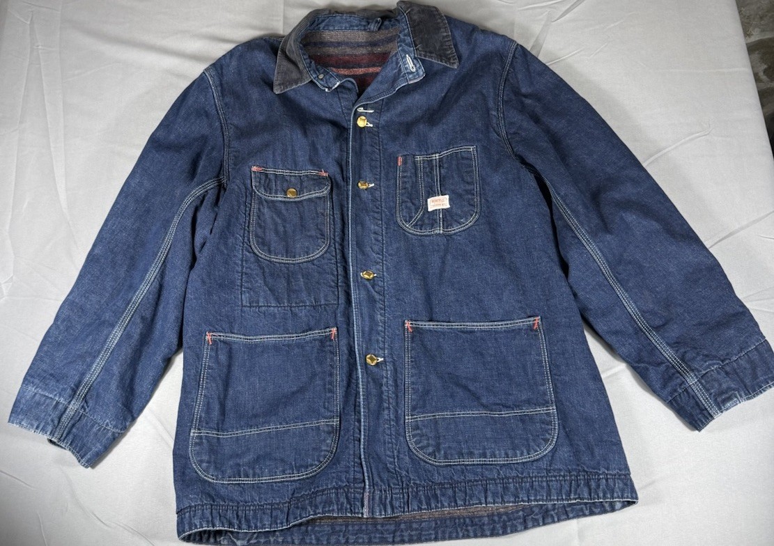 Vintage 1950s Hercules Denim Chore Coat Jacket Blanket Lining Made In USA