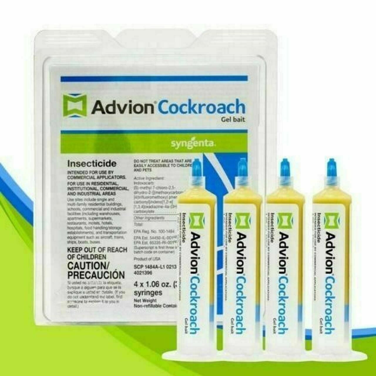 Advion Cockroach Gel Bait - Targets Prevailing Cockroach Species - 1 Pack (4 x 3
