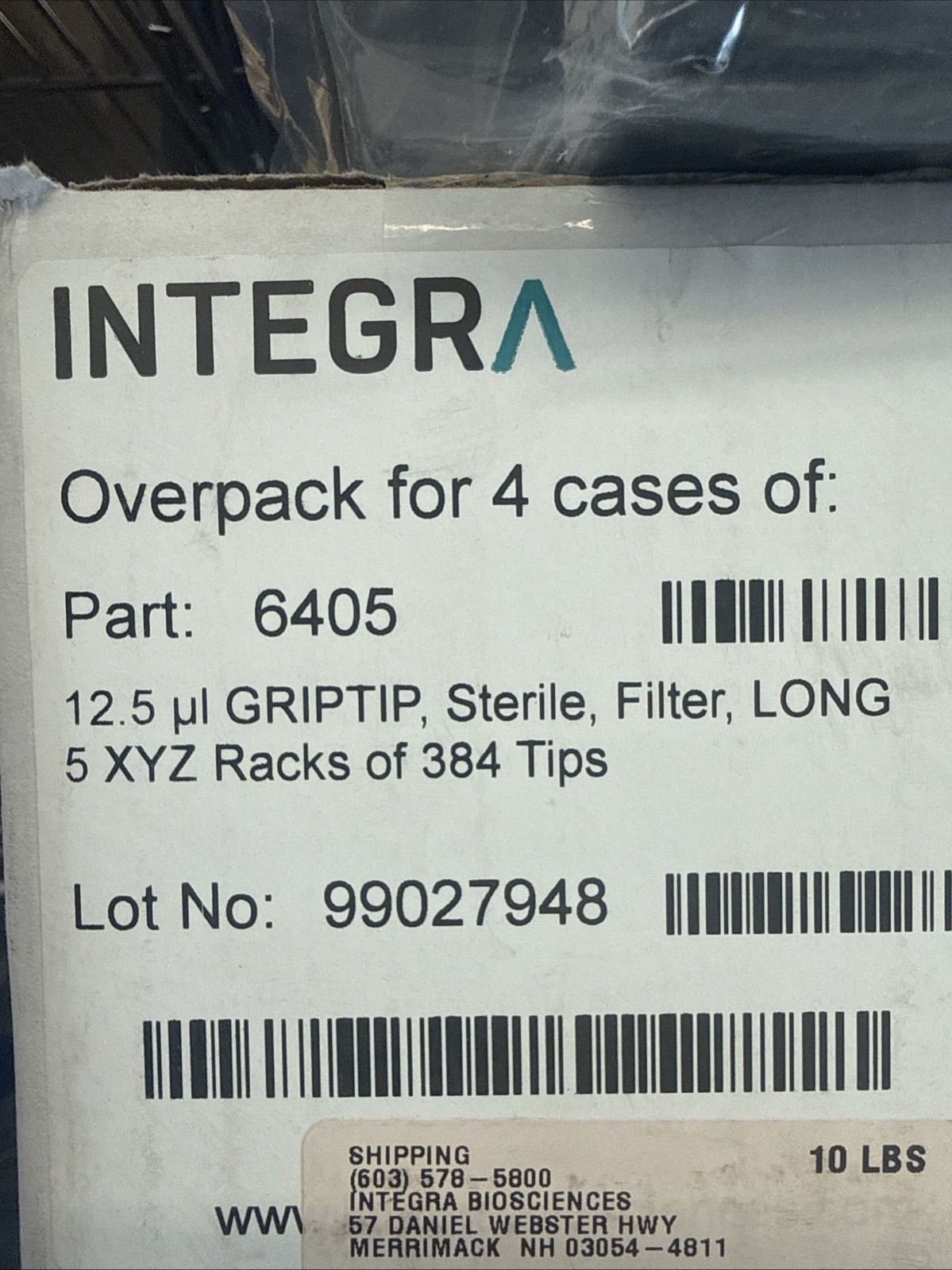Integra 6405, Box of 4 (12.5µl Sterile Filter Long 5 Rack of 384), Integra 6405, Box of 4 (12.5µl Sterile Filter Long 5 Rack of 384),