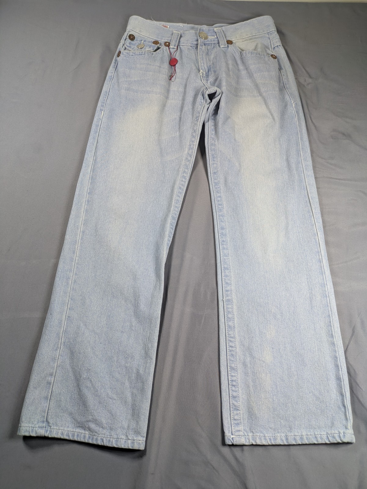Vintage True Religion Jeans Mens 32x32 Blue Light Made USA Whiskers Billy SuperT