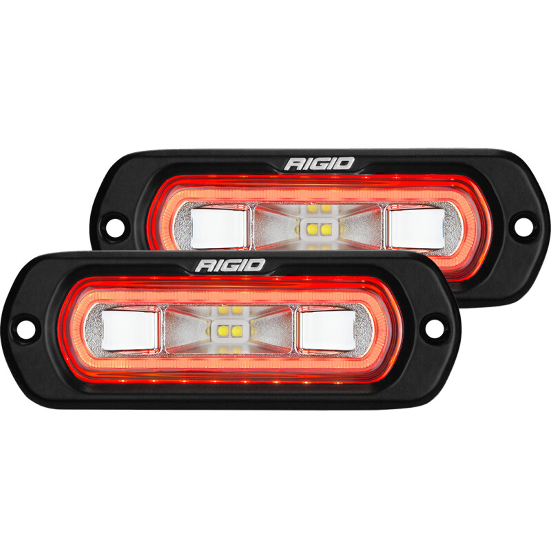 Rigid Industries SR-L Series Flush Mount LED Spreader Pair w/ Red Halo Light Rigid Industries SR-L Series Flush Mount LED Spreader Pair w/ Red Halo Light