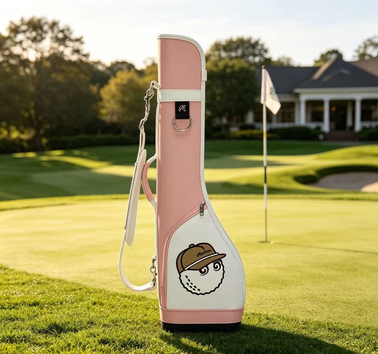 LUXURY NEW Malbon stand half case caddy bag Pink Self-Supporting Golf Bag