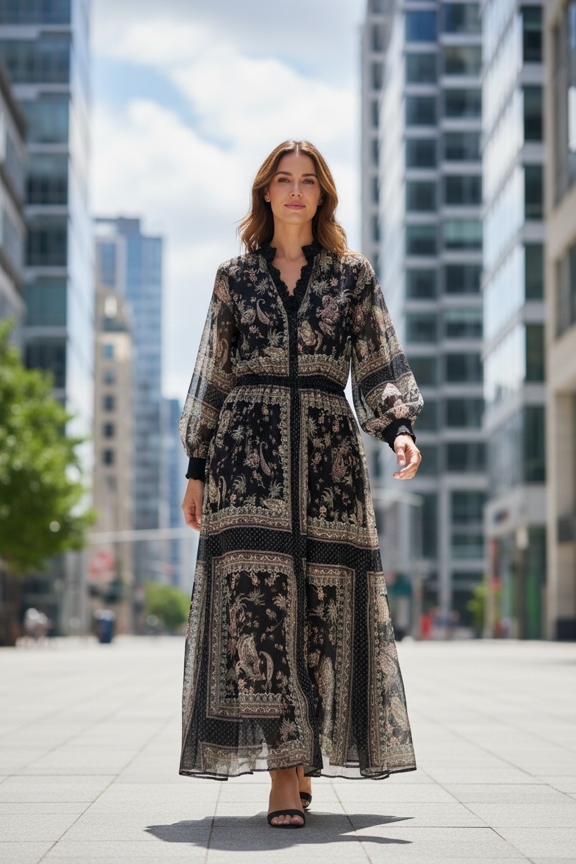 Mango MNG Chiffon Floral Print Maxi Dress SIZES S,M,L