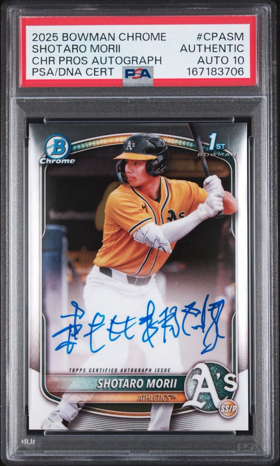 2025 Bowman Chrome #CPASM Shotaro Morii Kanji Auto PSA/DNA 10 Gem Mint 2025 Bowman Chrome #CPASM Shotaro Morii Kanji Auto PSA/DNA 10 Gem Mint