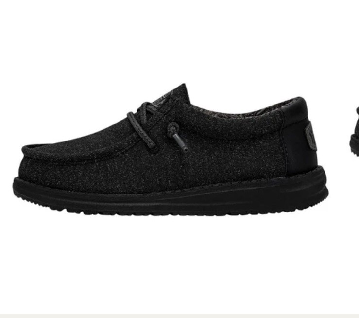 Hey Dude Youth Wally Basic Black Casual Kids Shoes 40041-001- Choose Size Hey Dude Youth Wally Basic Black Casual Kids Shoes 40041-001- Choose Size