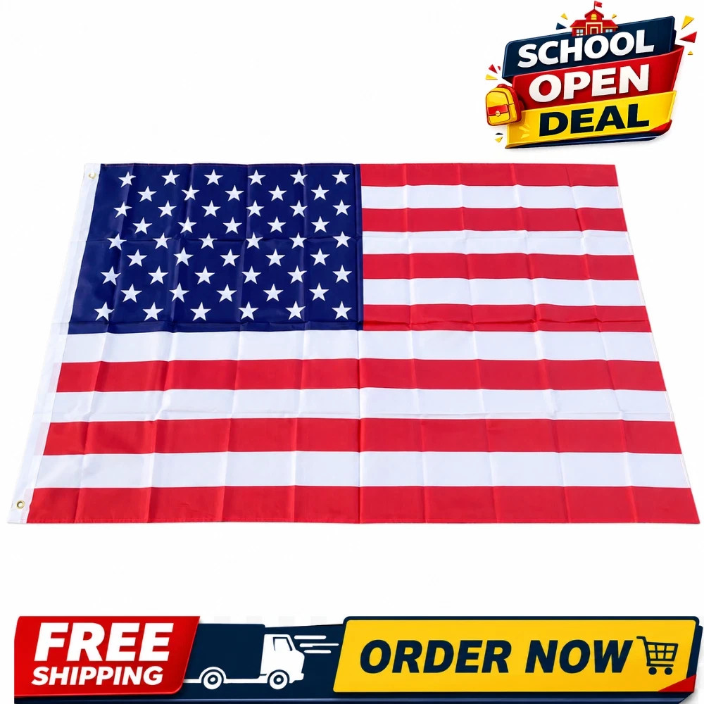 3x5 FT Outdoor Embroidered American Flag Made in USA Luxury Embroidered Star US