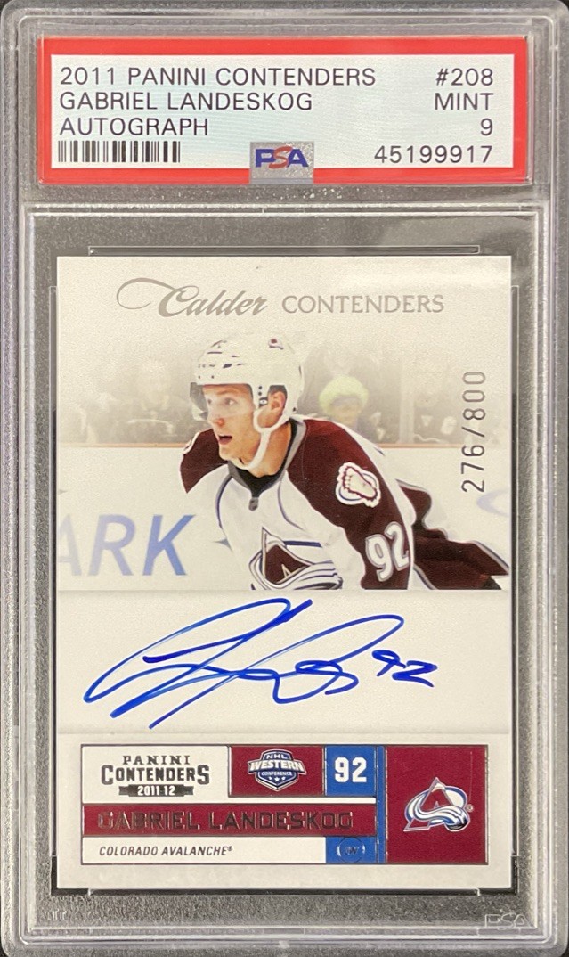 2011-12 Contenders Gabriel Landeskog #208 Calder Contenders Auto /800 PSA 9 2011-12 Contenders Gabriel Landeskog #208 Calder Contenders Auto /800 PSA 9