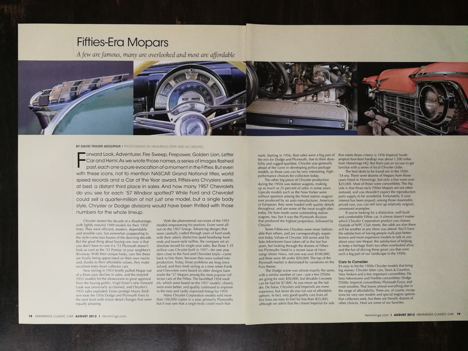 Fifties Era Mopars 5-Page Original Color Article 1023