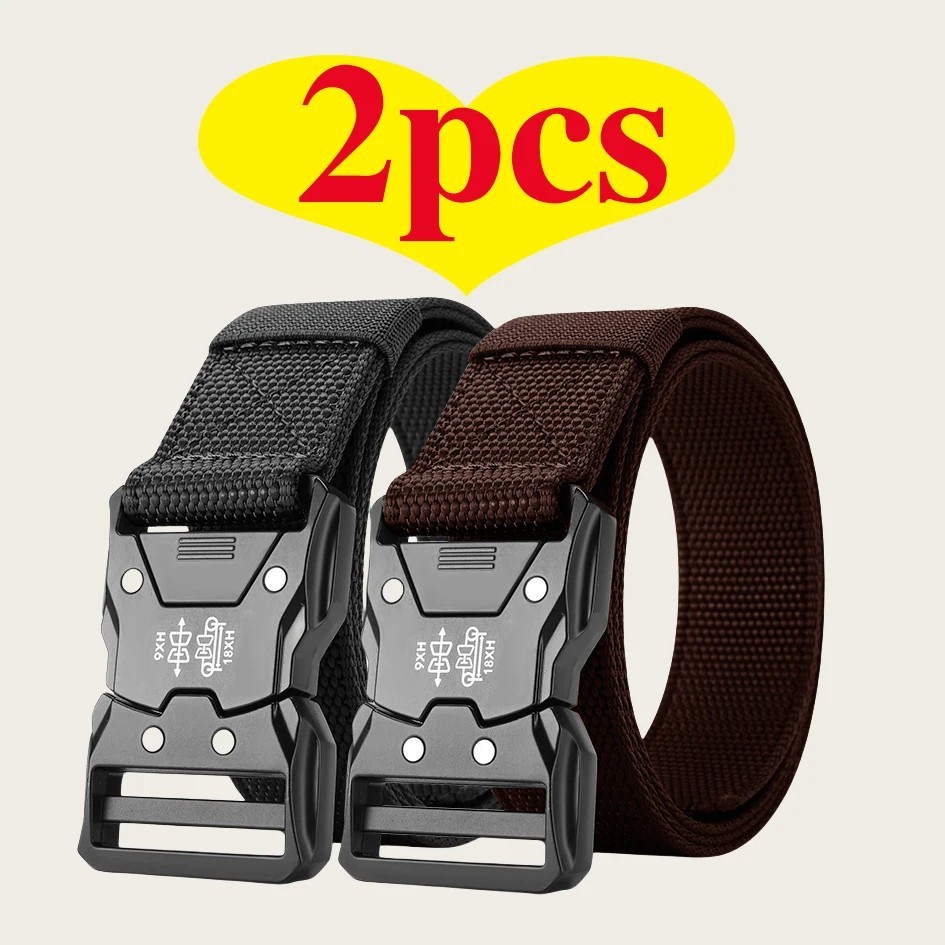 2 Pack Tactical Belt Quick Release Buckle Adjustable Outdoor Casual Waist Belt