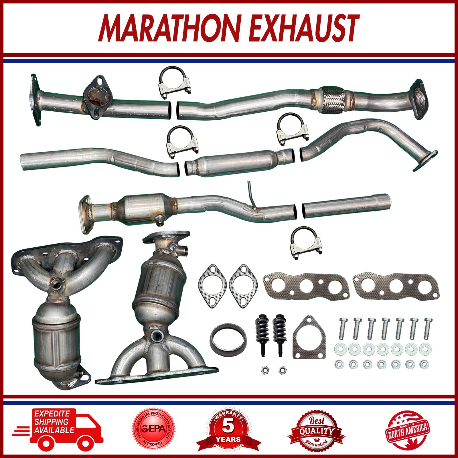 Four Piece Exhaust Set For 2007-2009 Mitsubishi Outlander 3.0L Front Wheel Drive