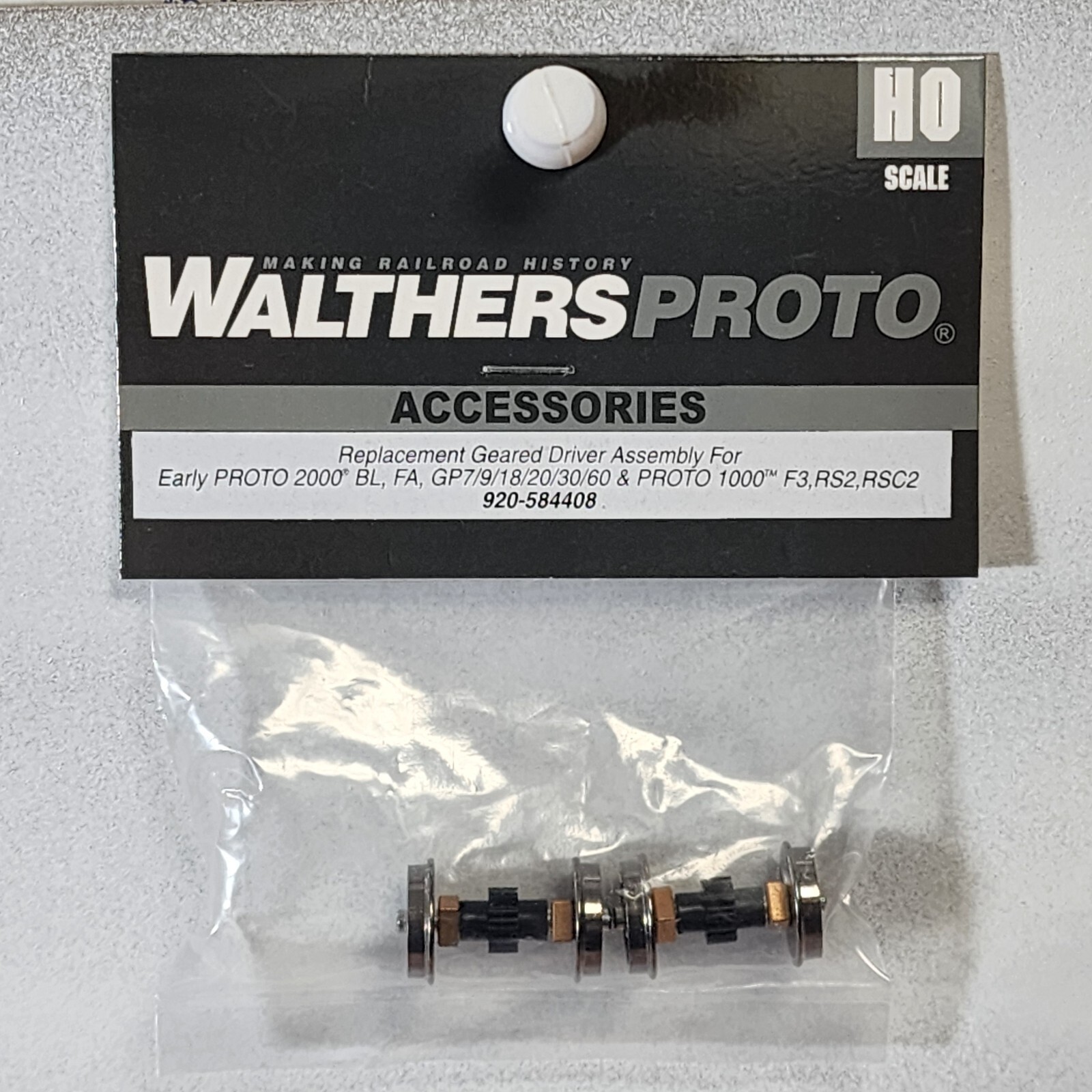 Walthers Proto 920-584408 Replacement Geared Driver Wheel Assembly PROTO 2000 HO