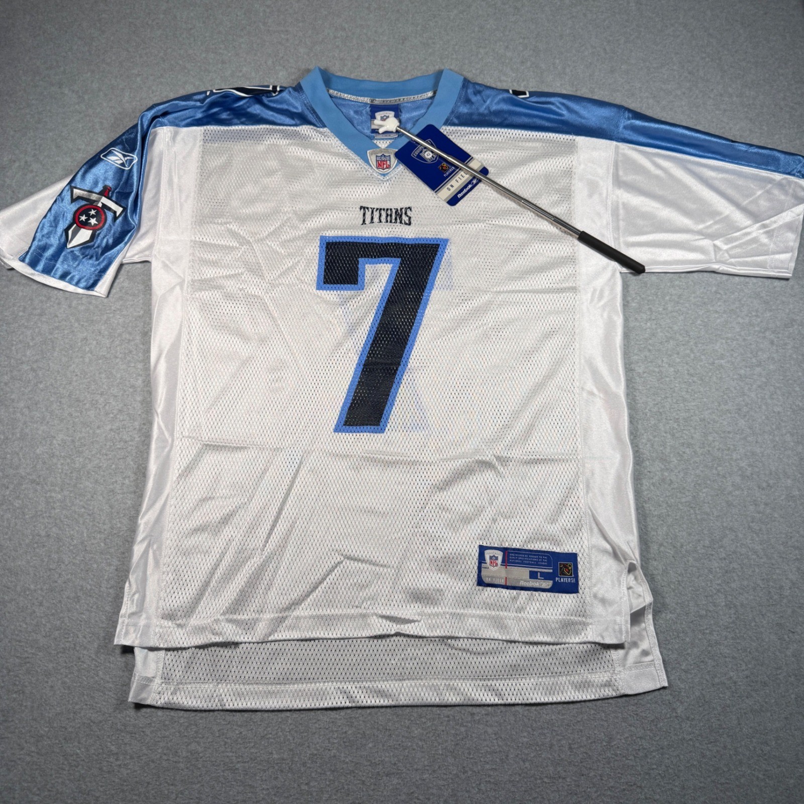 Reebok Tennessee Titans Billy Volek 7 NFL Jersey White Blue Mens Large