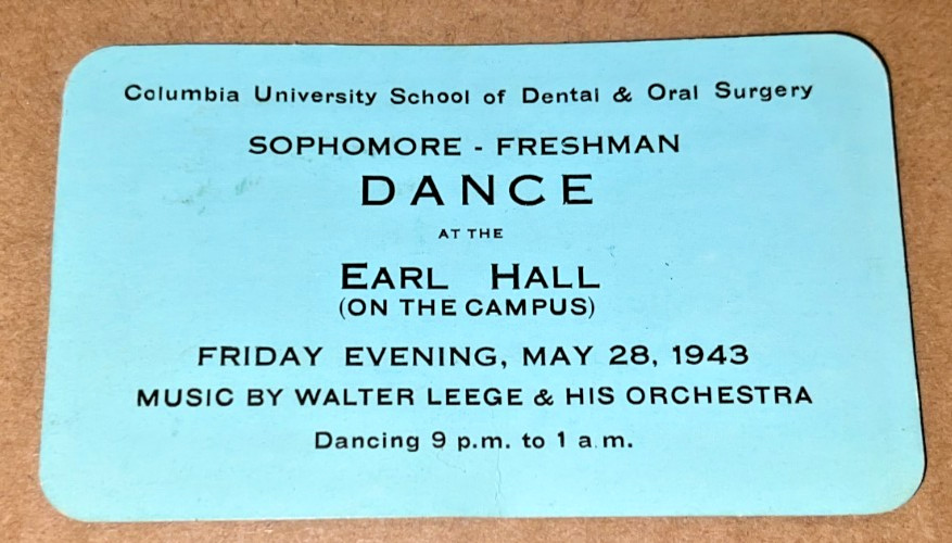 1943 Columbia University Sophomore Freshman Dance Walter Leege & His Orchestra 1943 Columbia University Sophomore Freshman Dance Walter Leege & His Orchestra