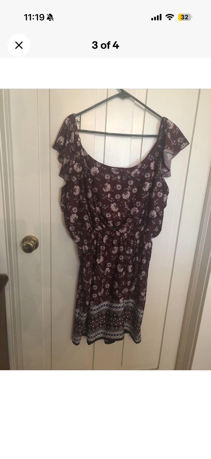 Maurices Floral Cold Shoulder Maroon Knee Length Dress Elastic Waist Size 2 NWT Maurices Floral Cold Shoulder Maroon Knee Length Dress Elastic Waist Size 2 NWT