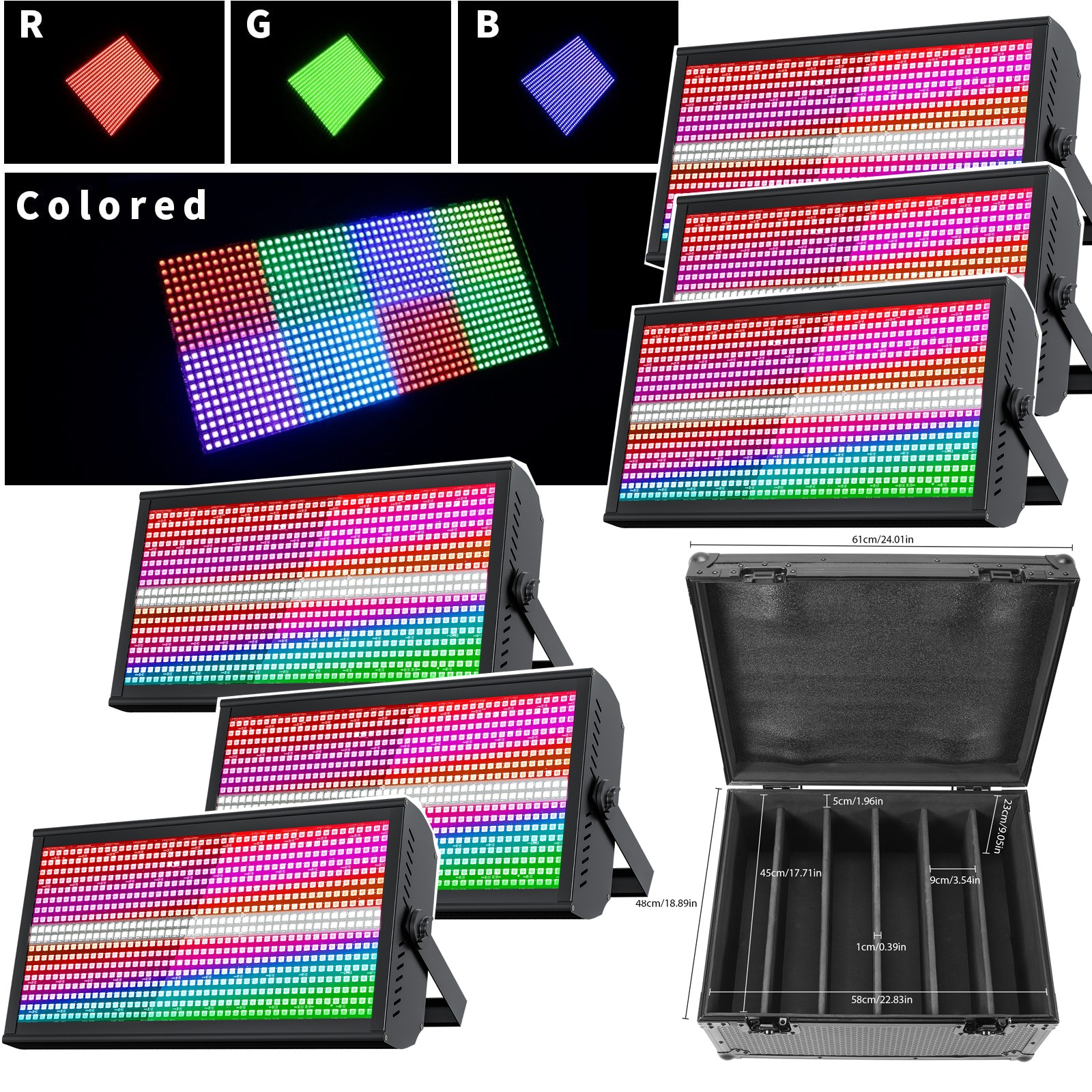 6X 200W RGBW 768LED Wall Wash Light Strobe DMX Stage Beam Light Party+1X CASE
