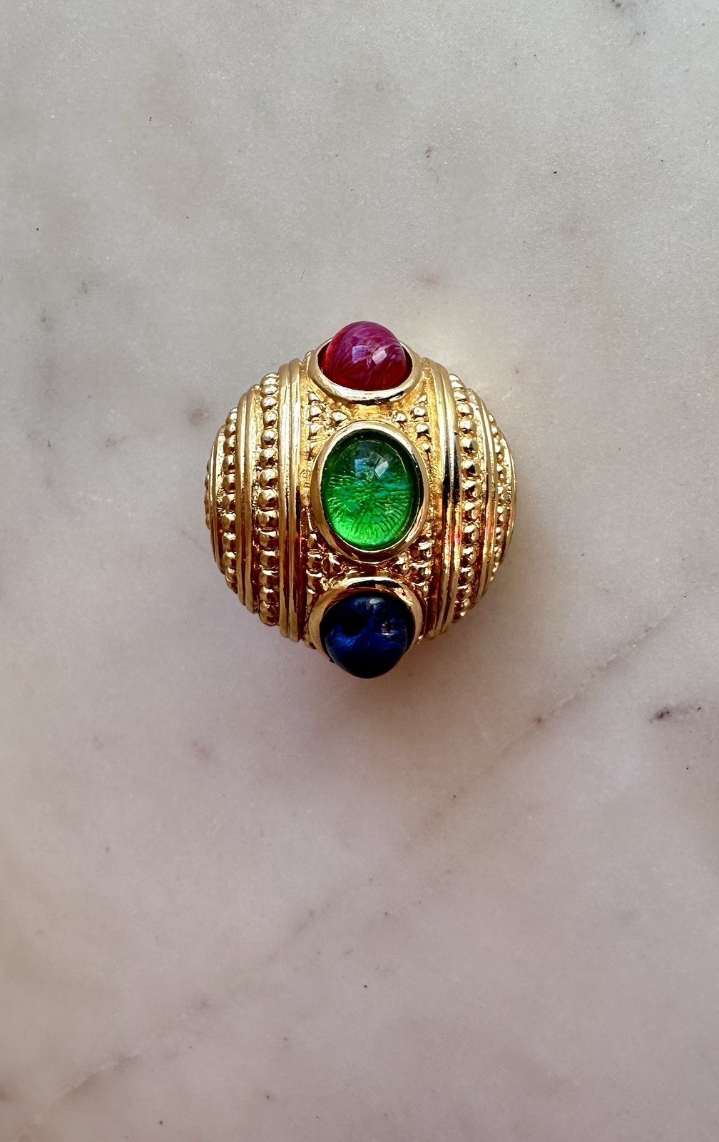 Vintage Chr Dior Germany Single Clip On Earring Gold Tone Cabochon Signed