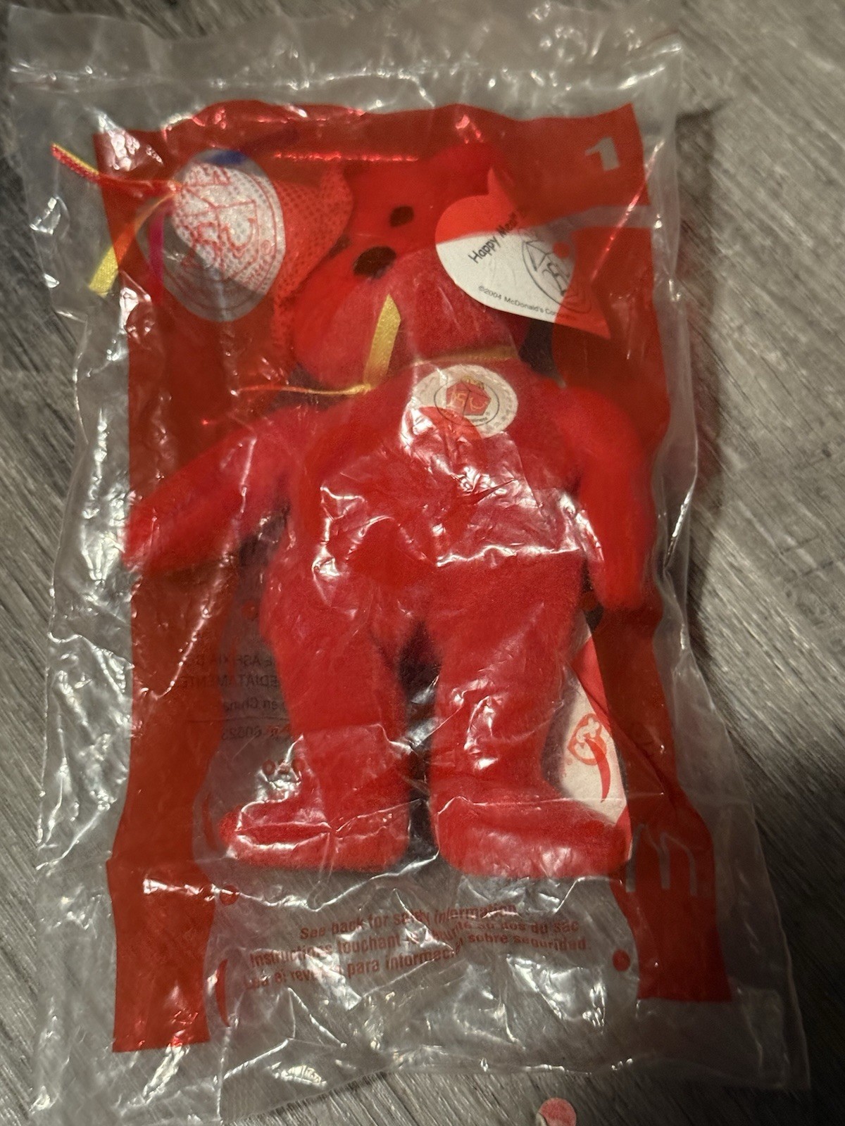 TY Teenie Beanie Baby Mcdonalds 25th Anniversary  Ronald House Bear 2004 NIB #1