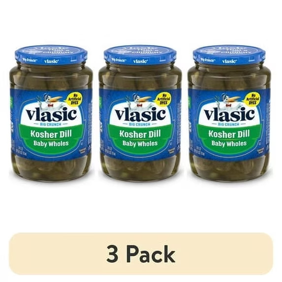 (3 pack) Vlasic Kosher Dill Baby Whole Pickles, Keto Friendly, 24 fl. oz. (3 pack) Vlasic Kosher Dill Baby Whole Pickles, Keto Friendly, 24 fl. oz.